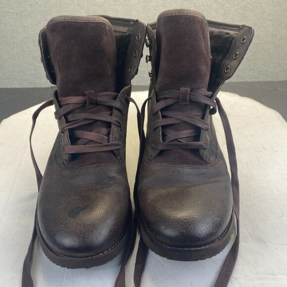 UGG Cavitt Antiqued Leather Fur Lined Military Boots Shoes Size 9 Mens F19216G